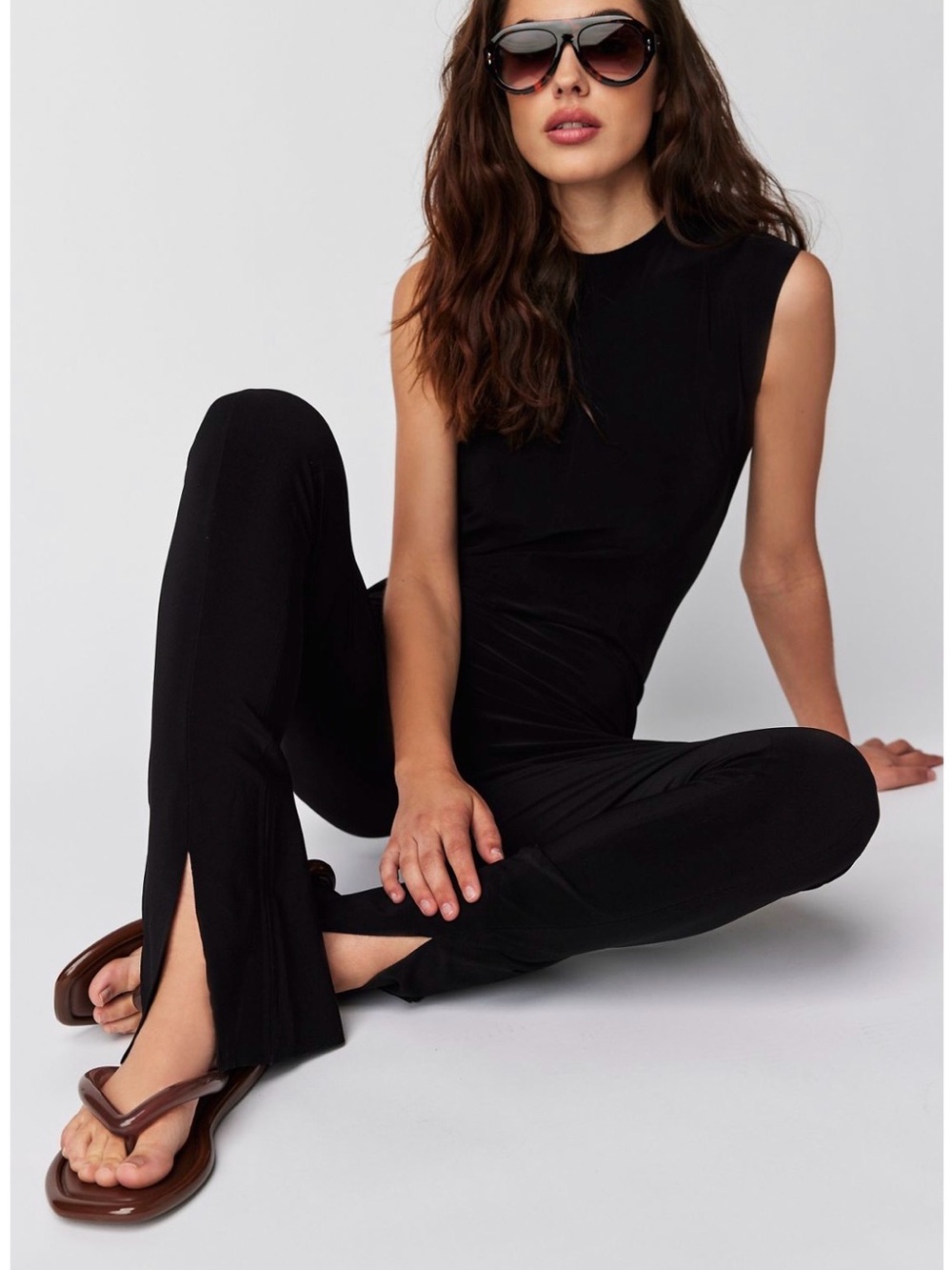 Norma Kamali Sleeveless Black Spat Catsuit